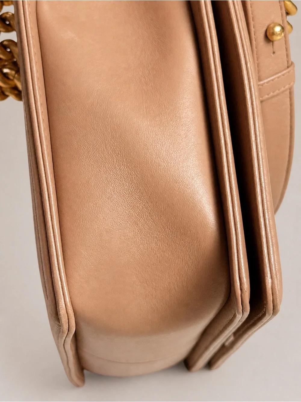 CHANEL Chevron Quilted Medium Boy Bag in Beige - Picture 14 of 14